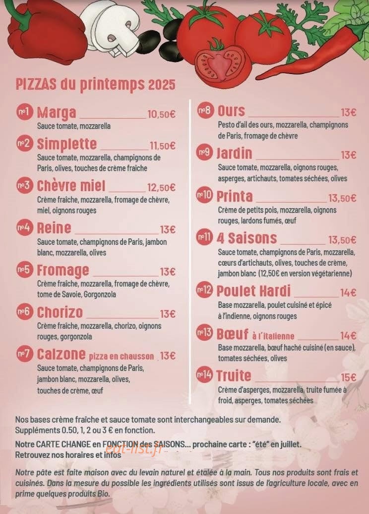 Bella Pizza — carte page 2