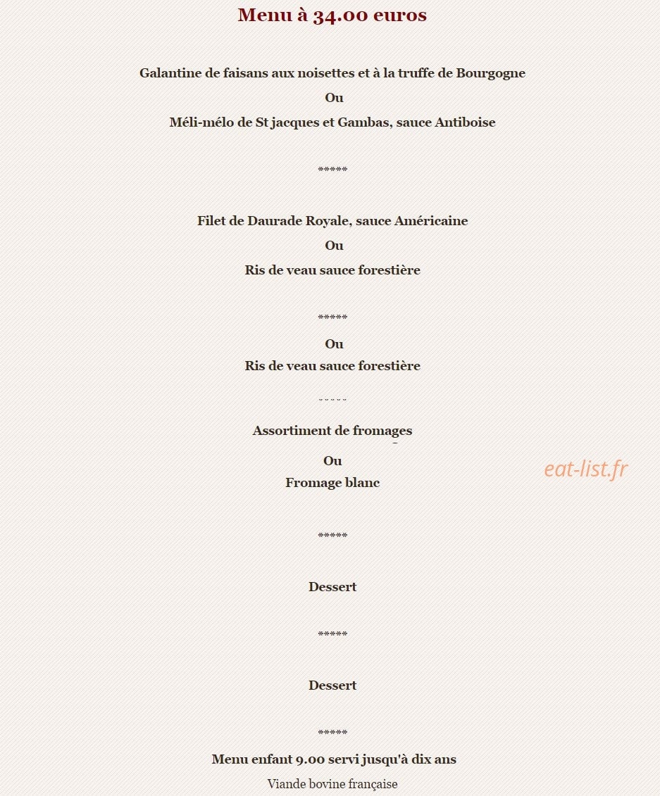 Auberge de la Renaissance — carte page 3