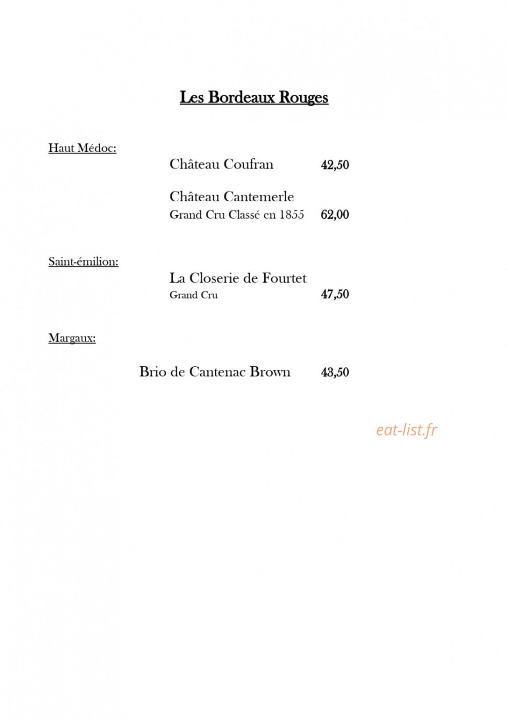 Auberge du Centre — carte page 11