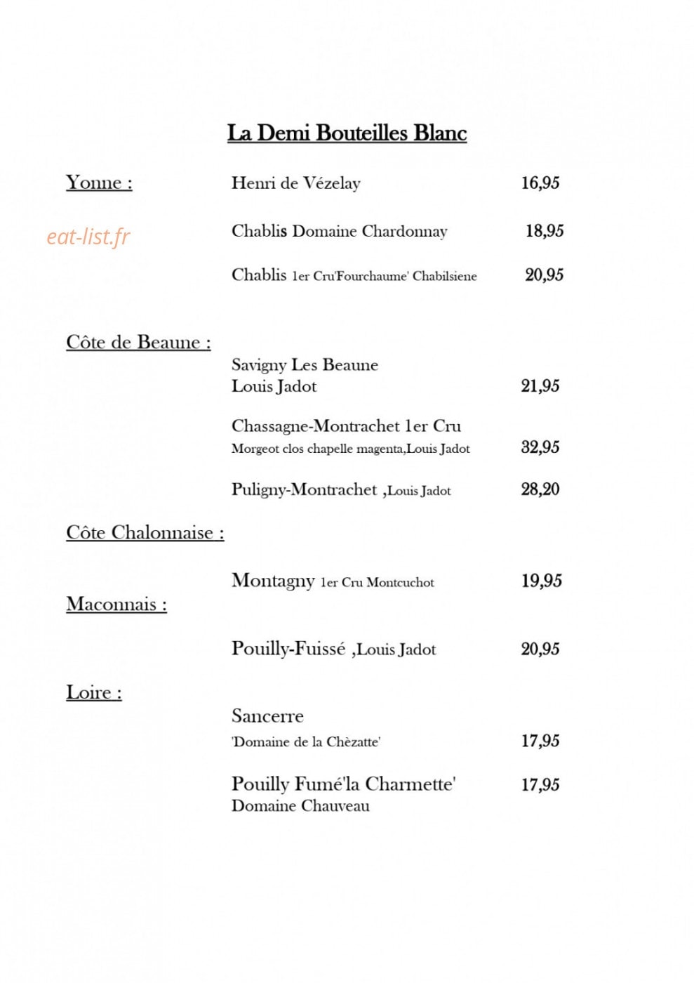Auberge du Centre — carte page 14