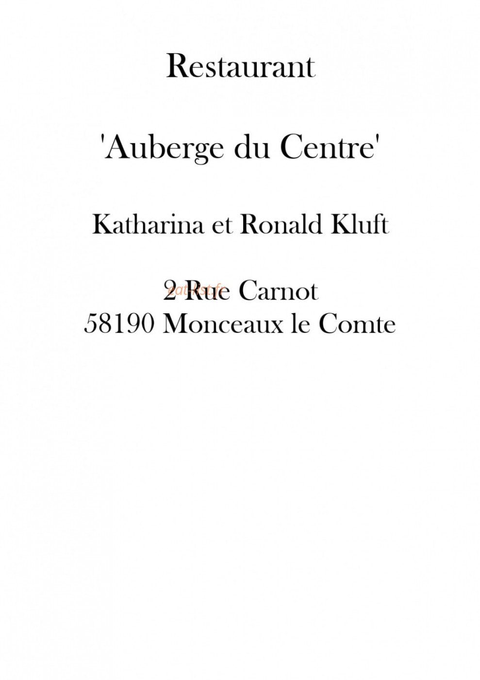 Auberge du Centre — carte page 19