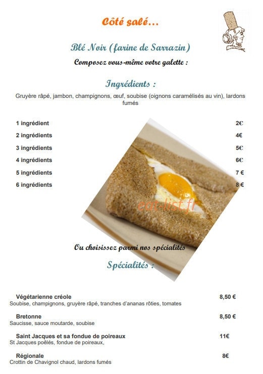 Aux Délices de Bretagne — carte page 1