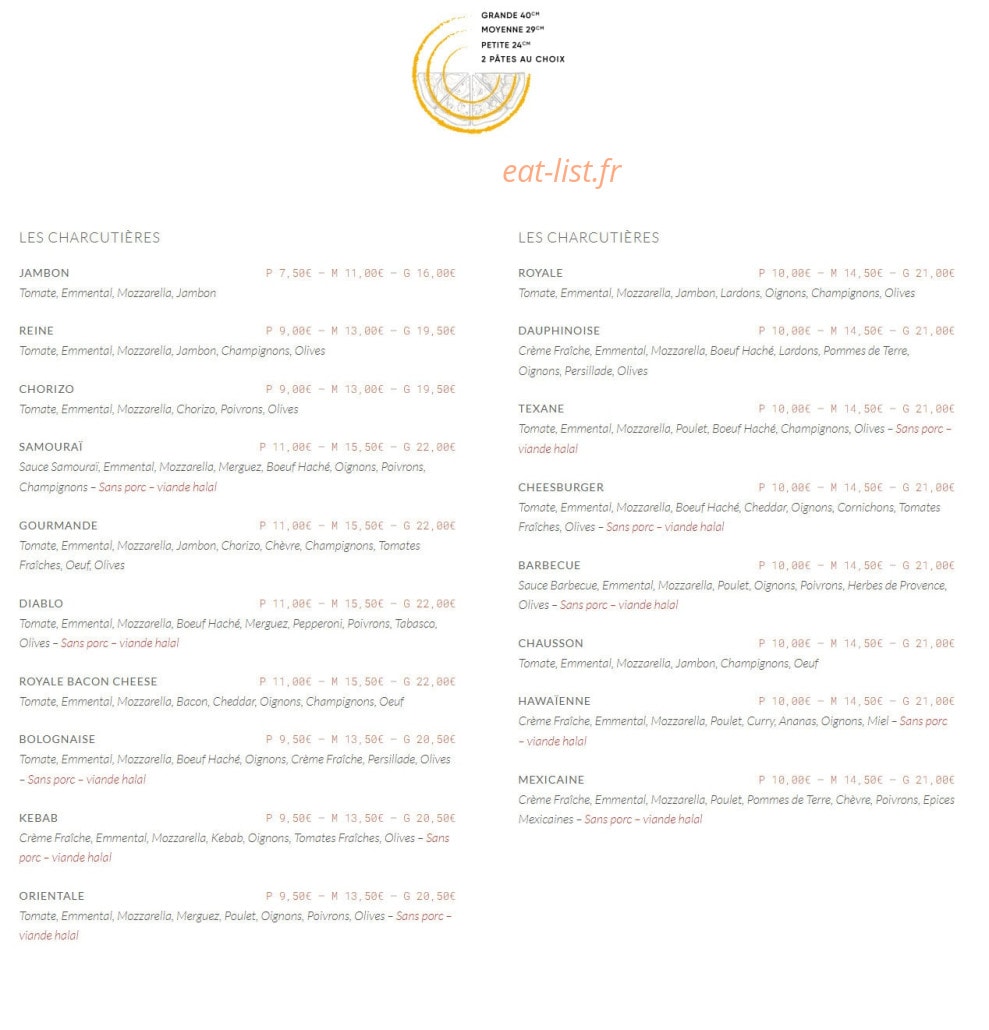 Cosne pizza — carte page 2