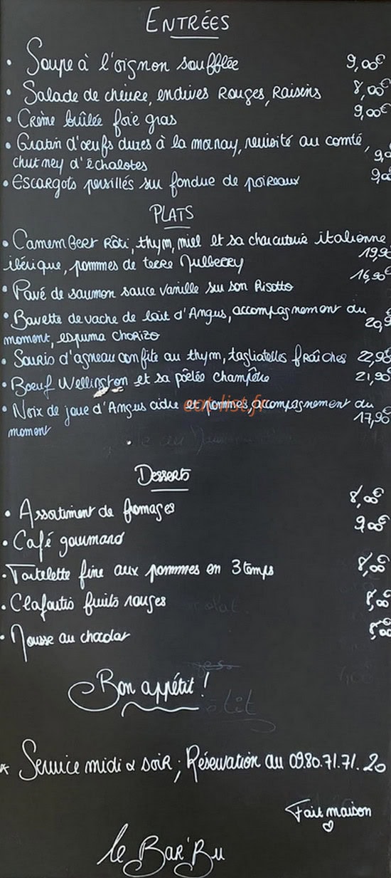 Le Bar'Bu — carte page 1