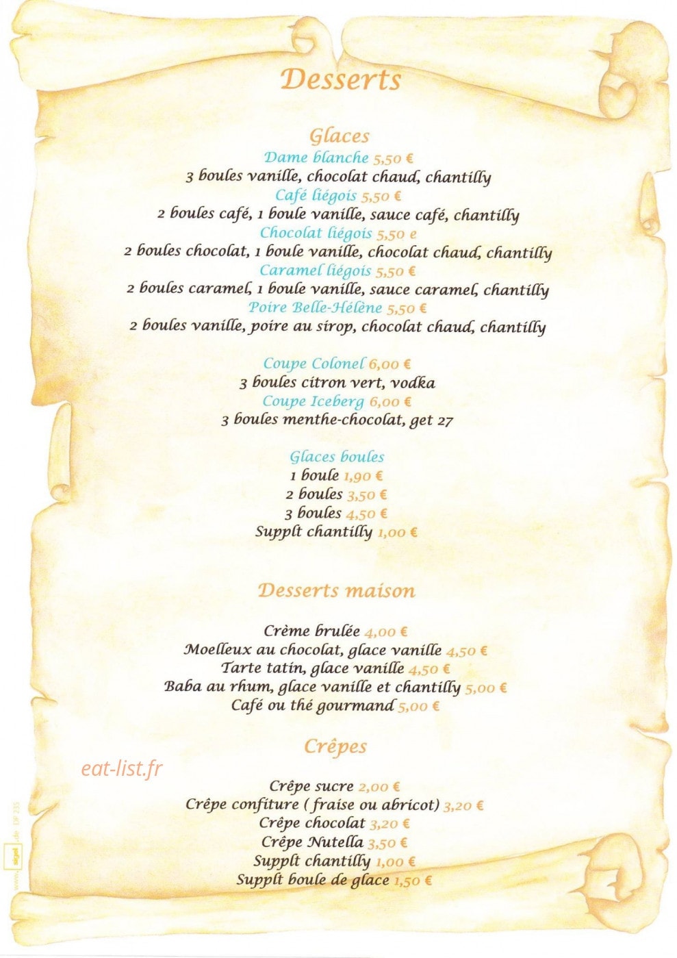 Le café de Paris — carte page 8
