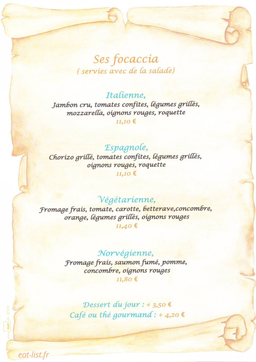 Le café de Paris — carte page 7