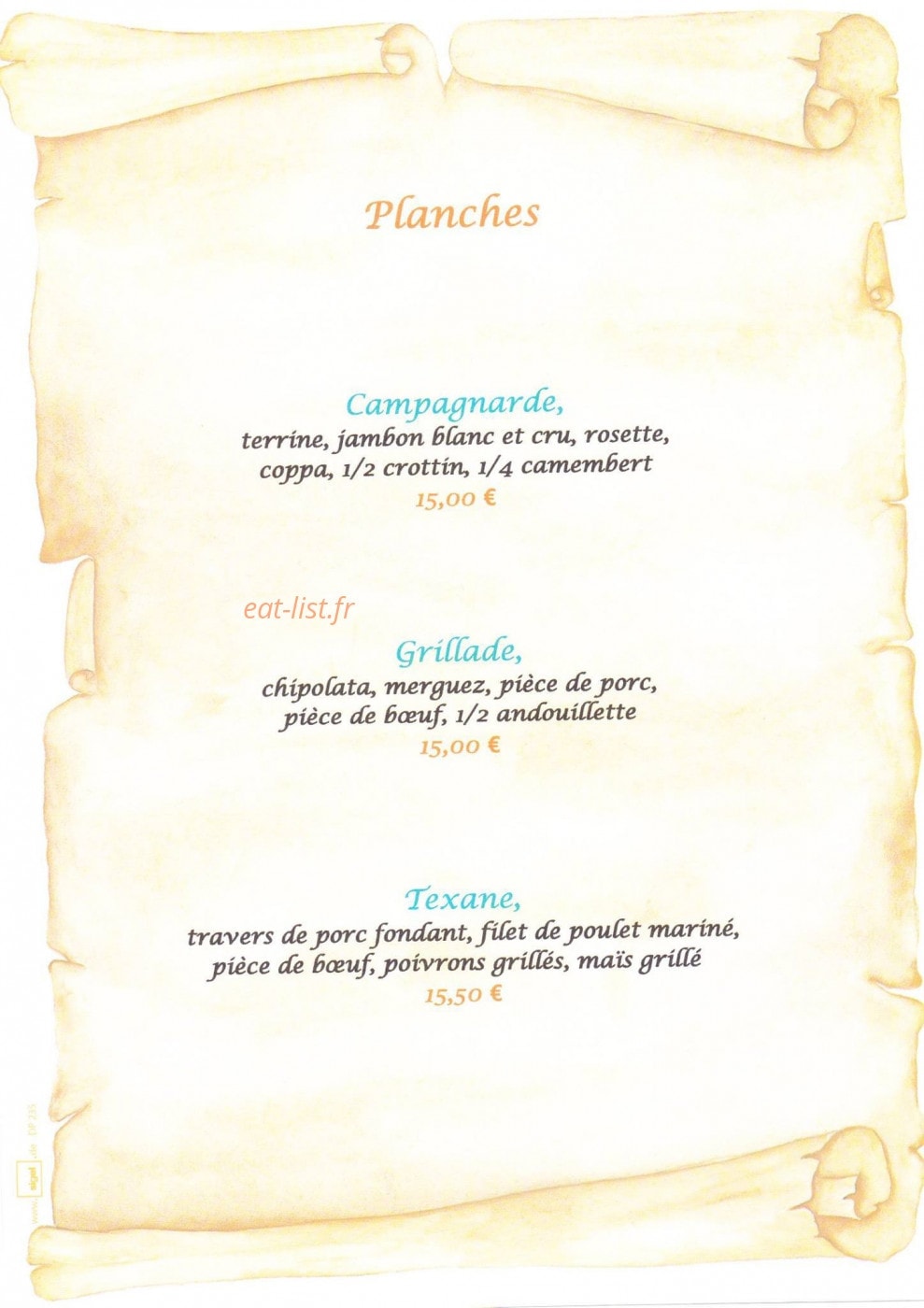 Le café de Paris — carte page 6