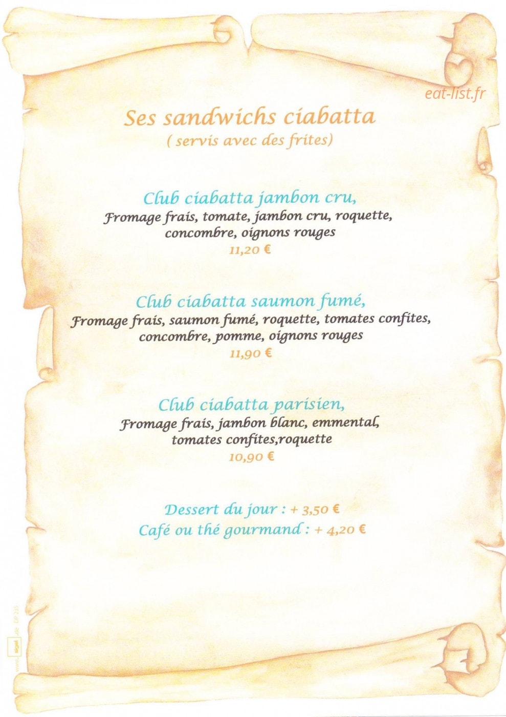 Le café de Paris — carte page 5