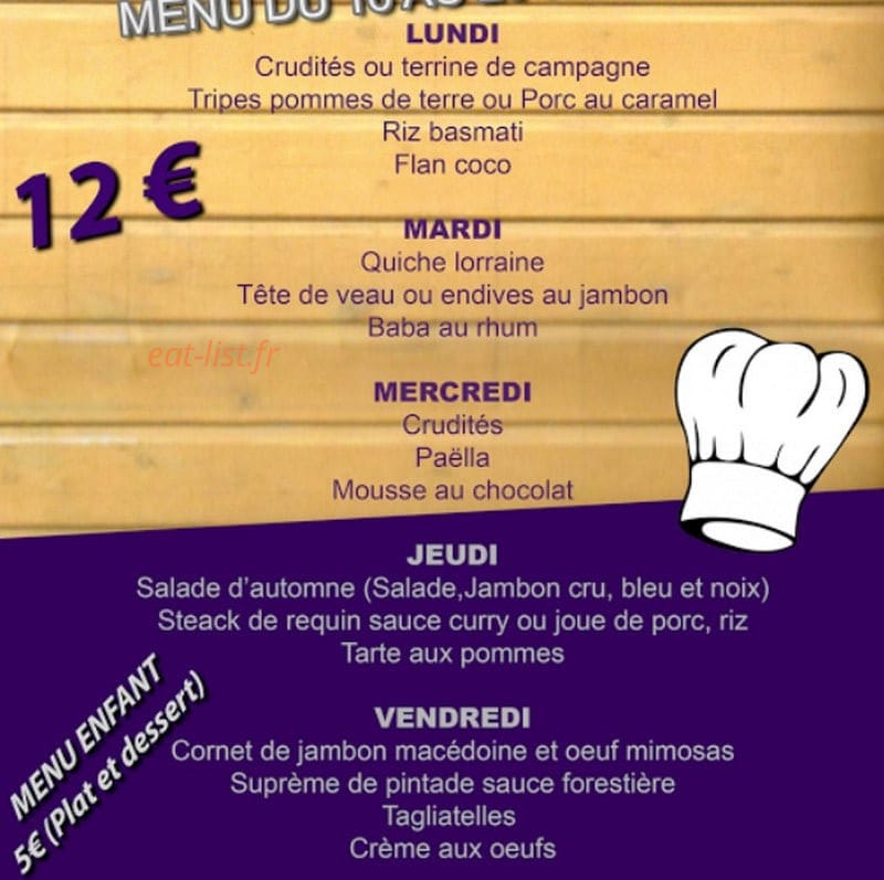 O'Resto — carte page 1