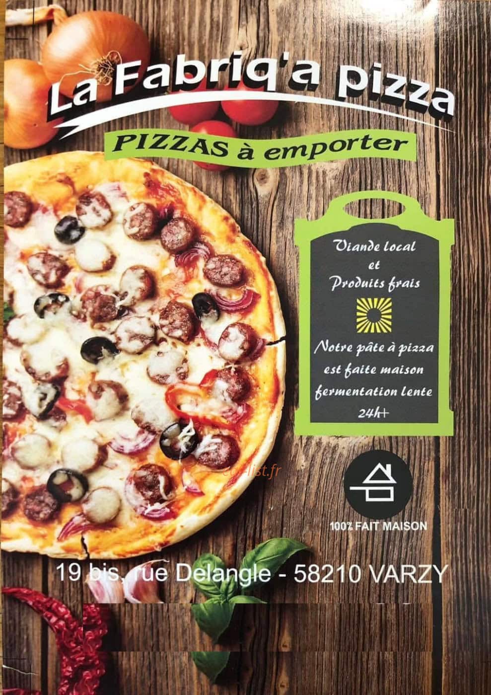La Fabriq'à Pizza — carte page 1