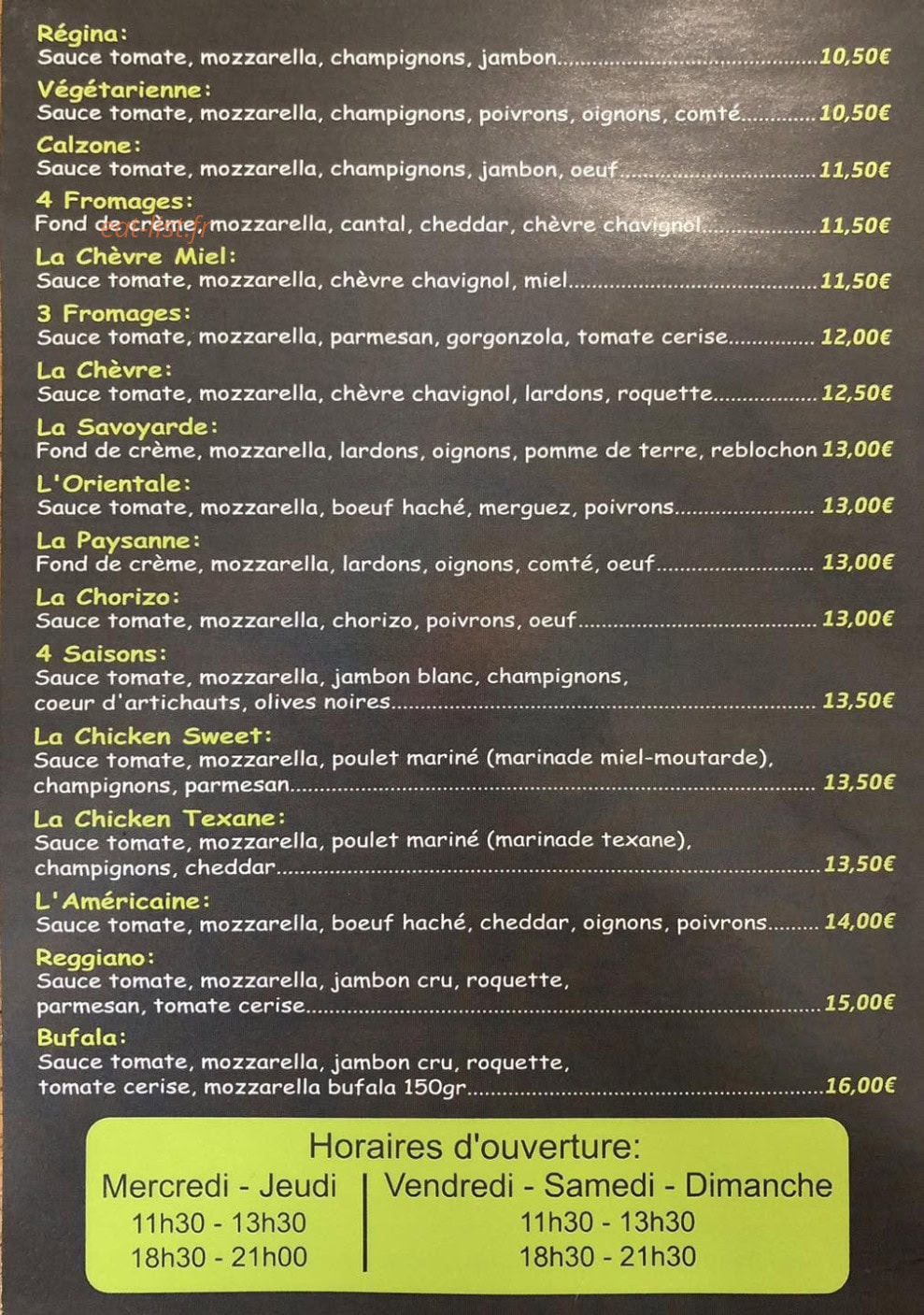 La Fabriq'à Pizza — carte page 2