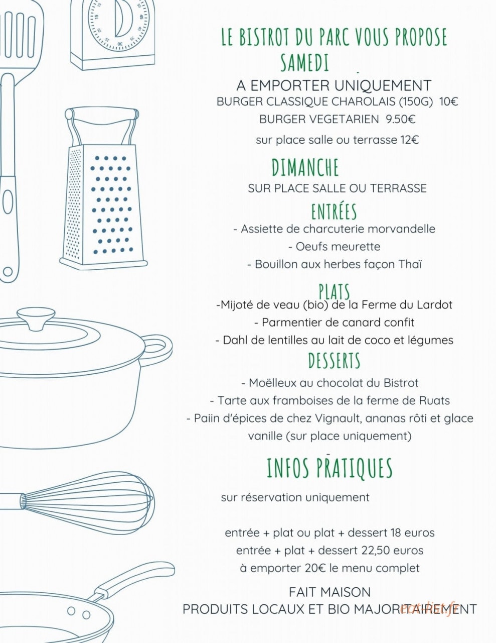 Le Bistrot du Parc — carte page 2