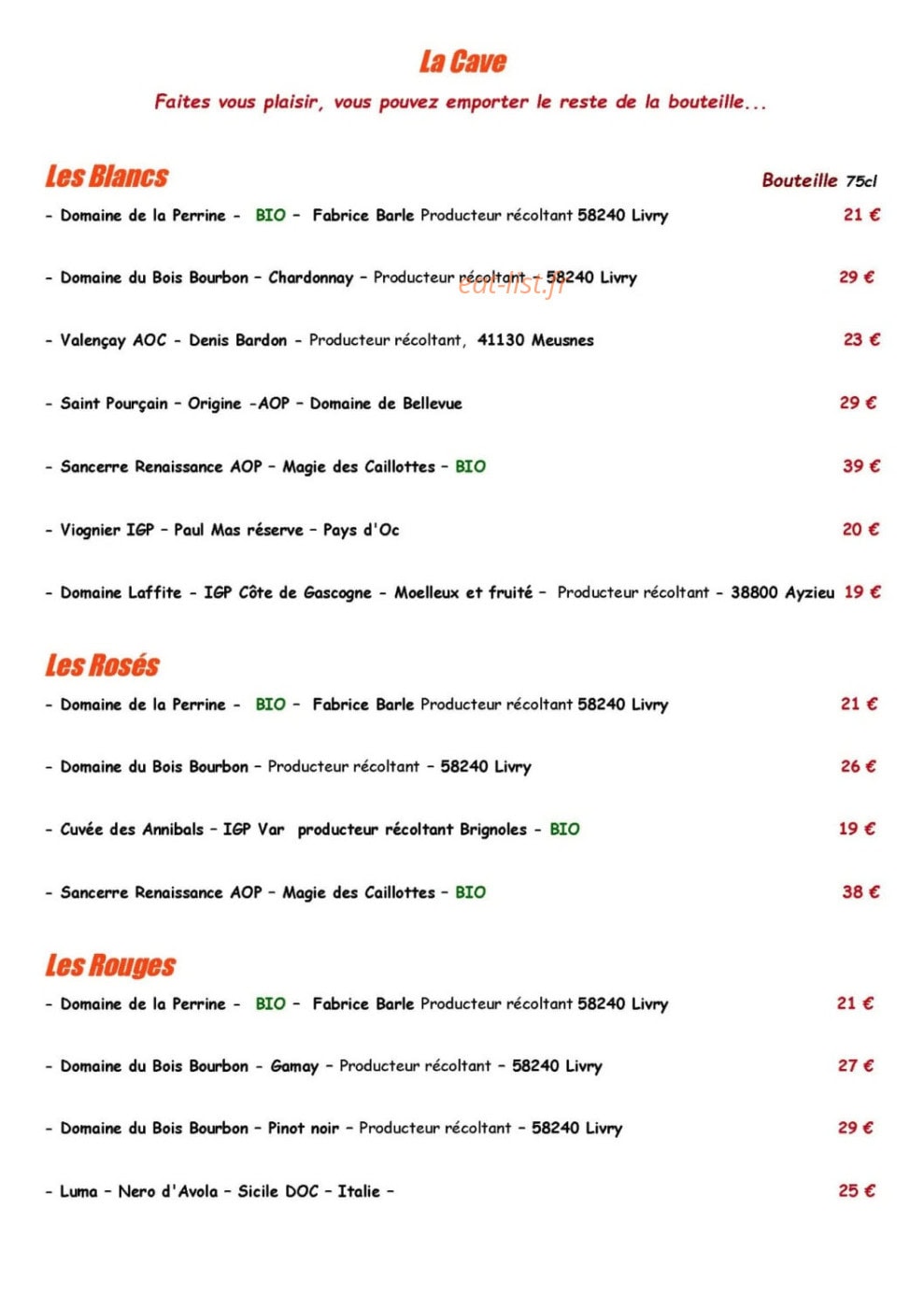 Le Chat Vert — carte page 5