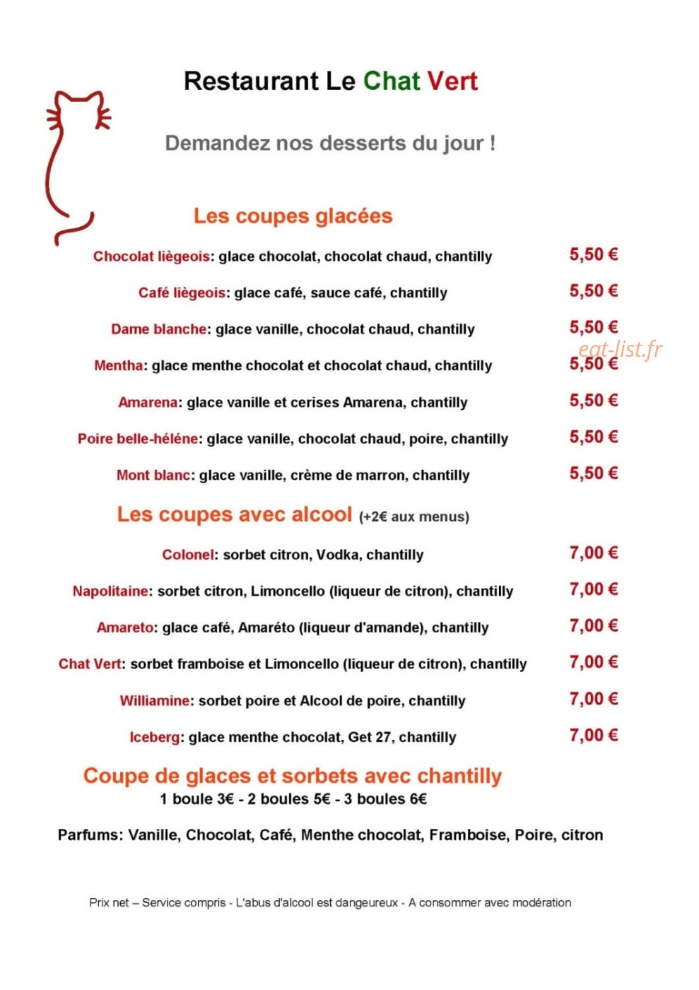 Le Chat Vert — carte page 4