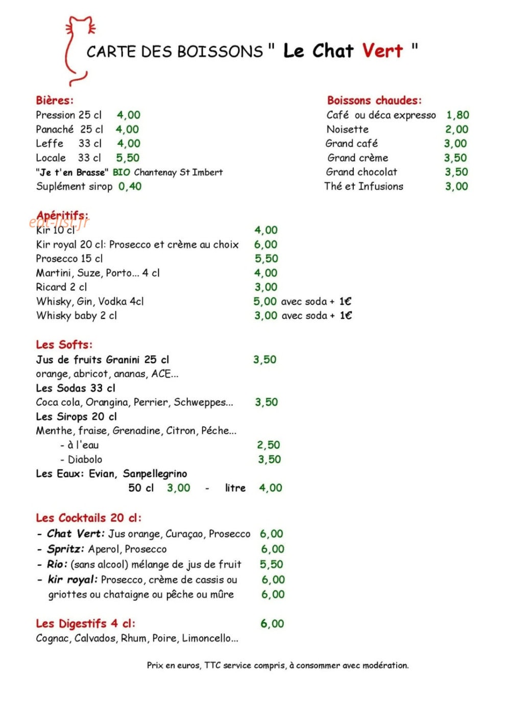 Le Chat Vert — carte page 7