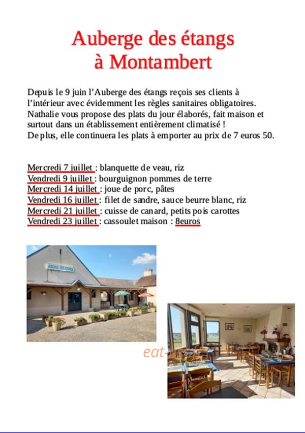 L'Auberge des Etangs — carte page 1