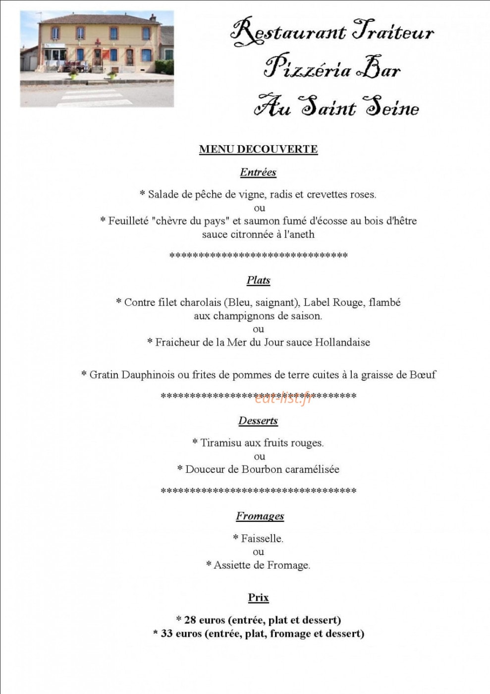 Au Saint Seine — carte page 1