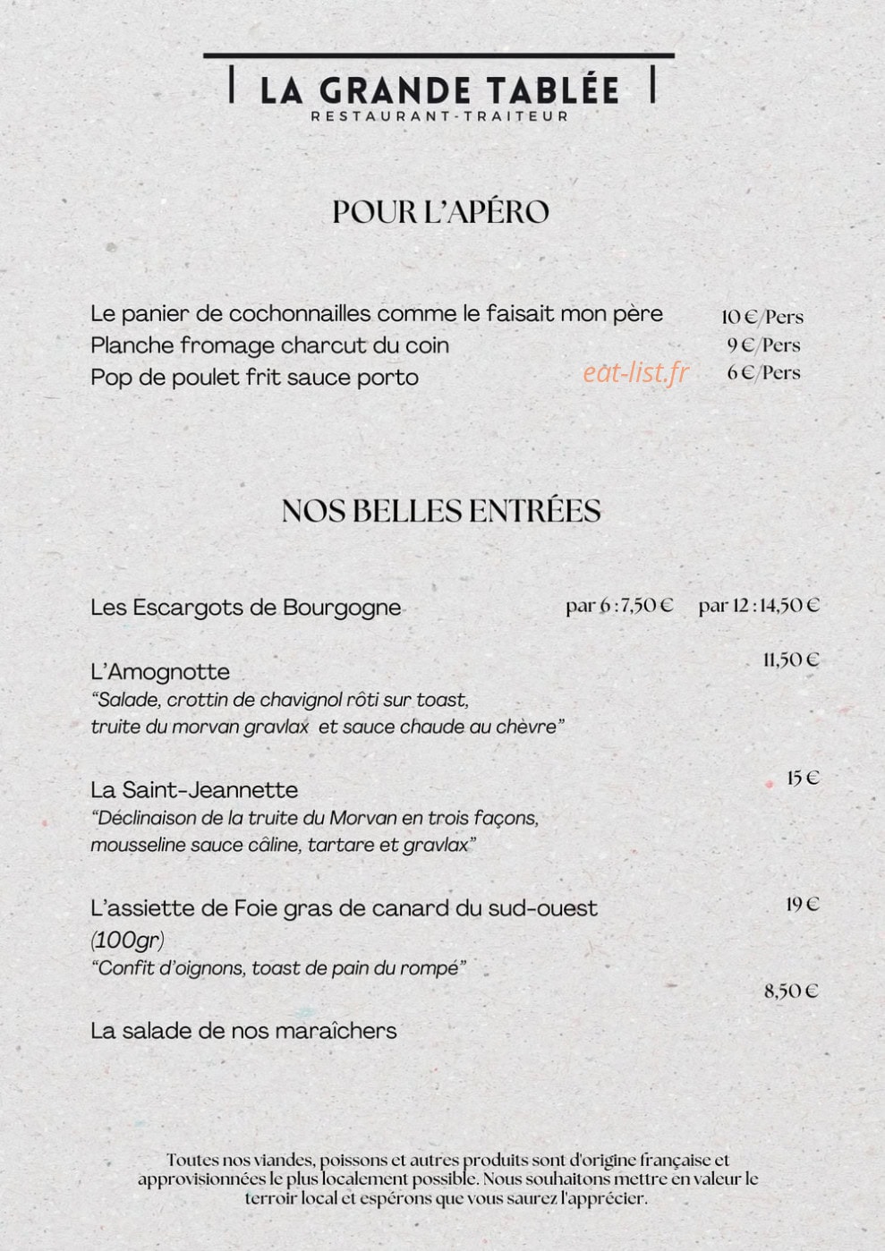 La grande tablée — carte page 2