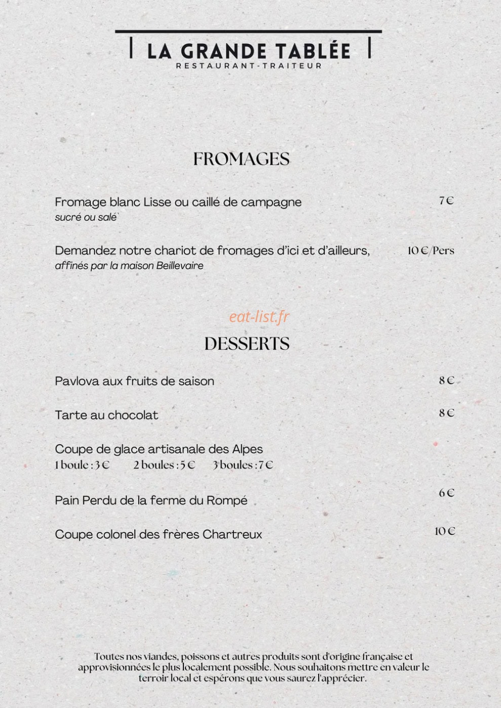 La grande tablée — carte page 4
