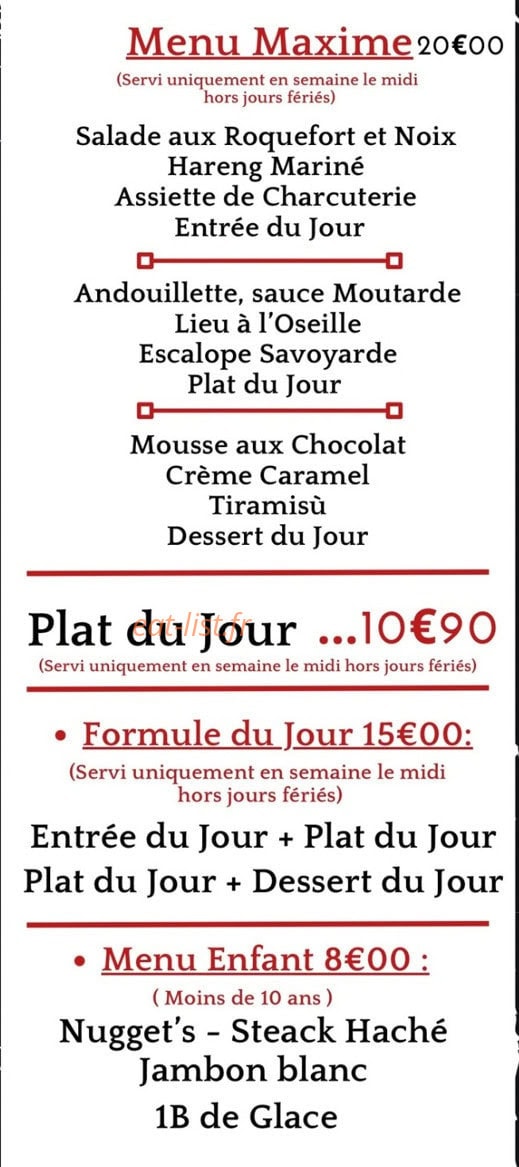 chez maxime — carte page 1