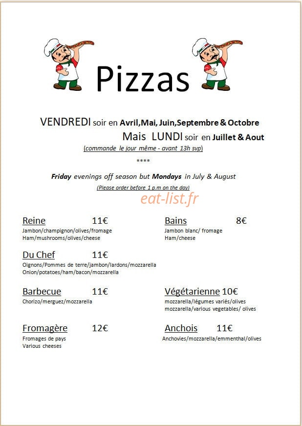 Brasserie des Bains — carte page 3