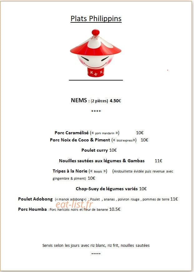 Brasserie des Bains — carte page 2