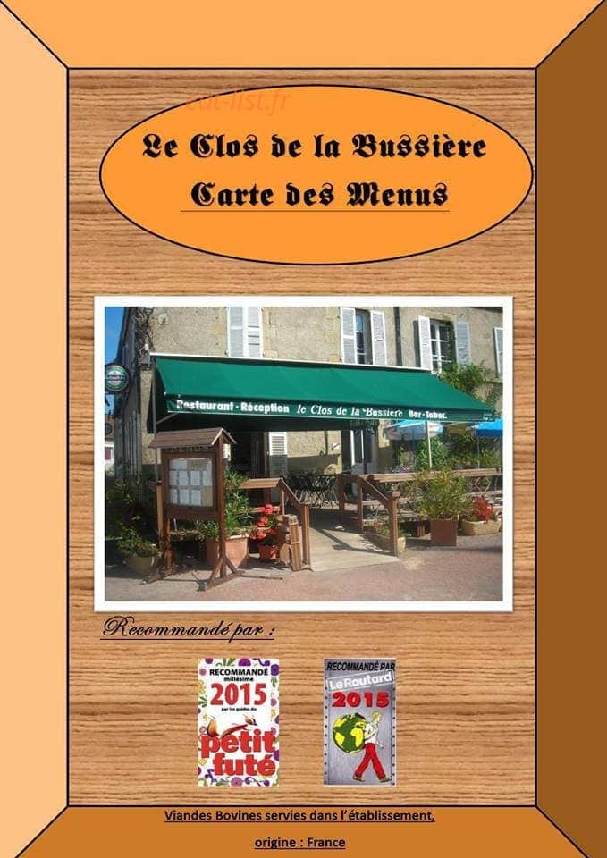 Le Clos de la Bussière — carte page 1