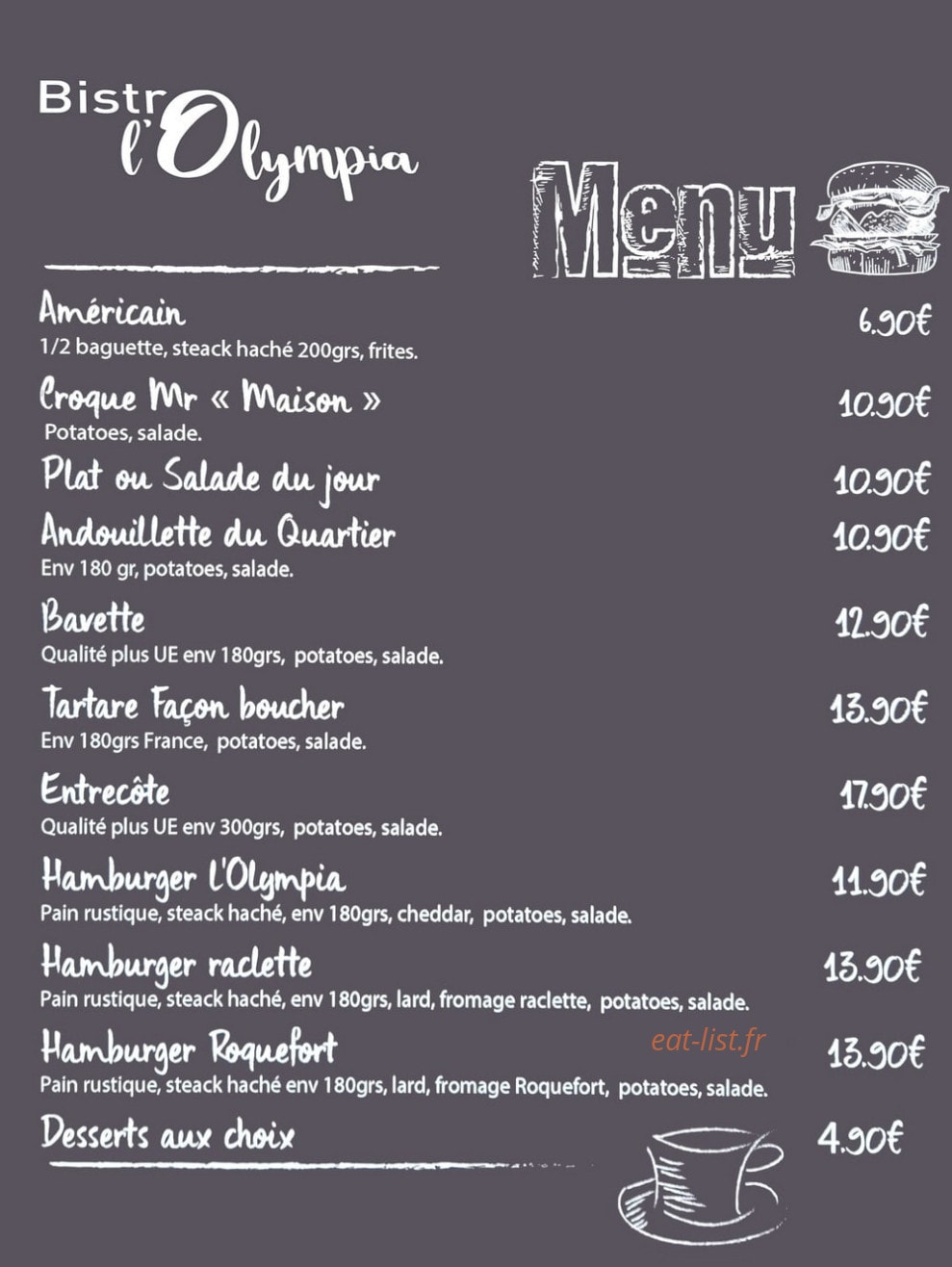 Bistro l'Olympia — carte page 2