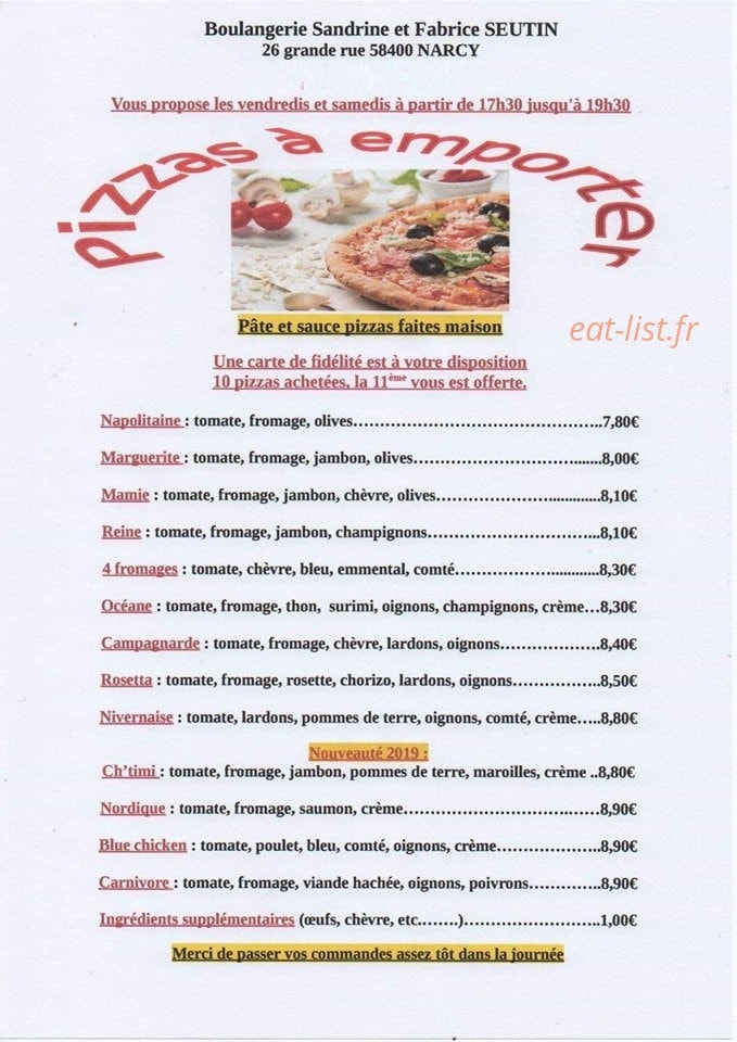 Boulangerie Seutin — carte page 1