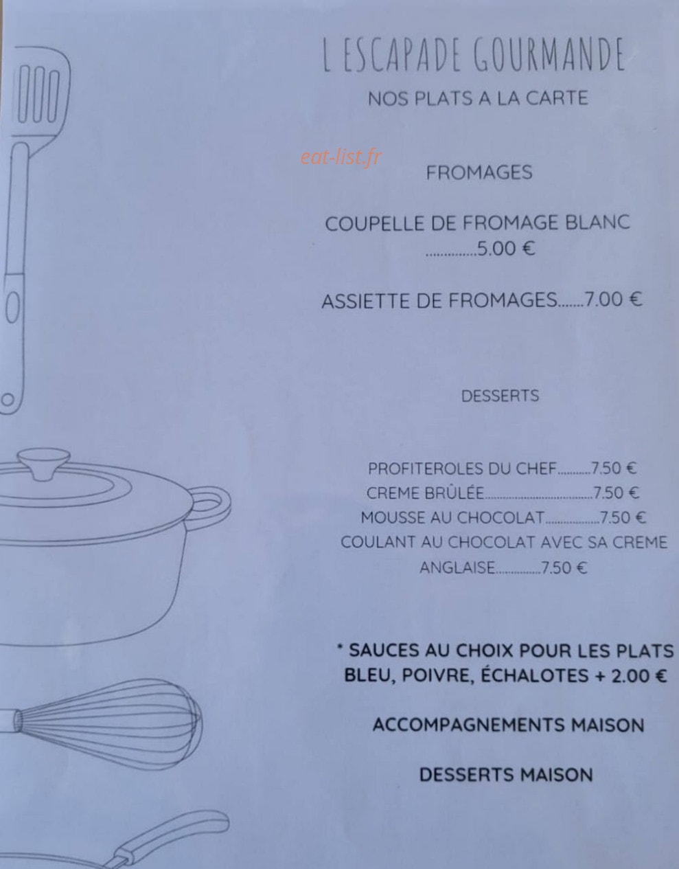 L'Escapade Gourmande — carte page 4