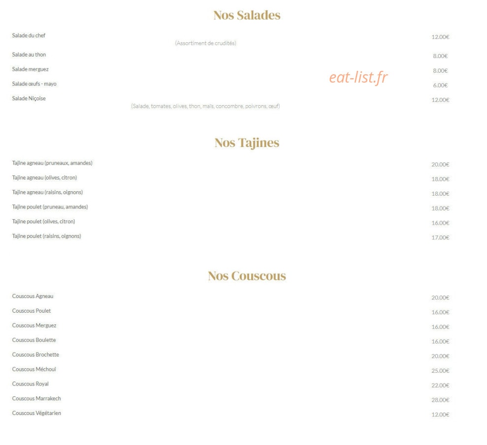 La Couscoussiere — carte page 1