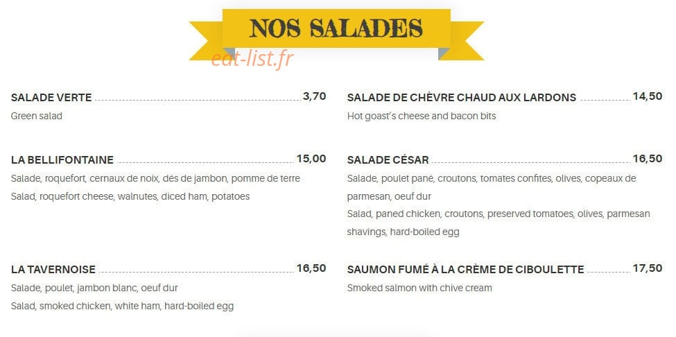 La Taverne — carte page 2