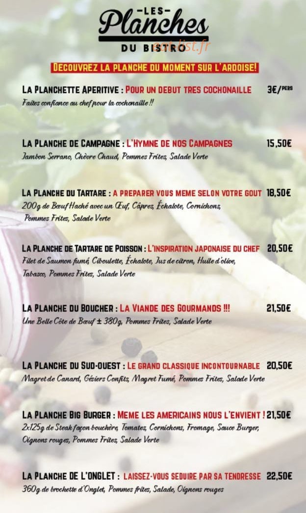 Le Bistro — carte page 3