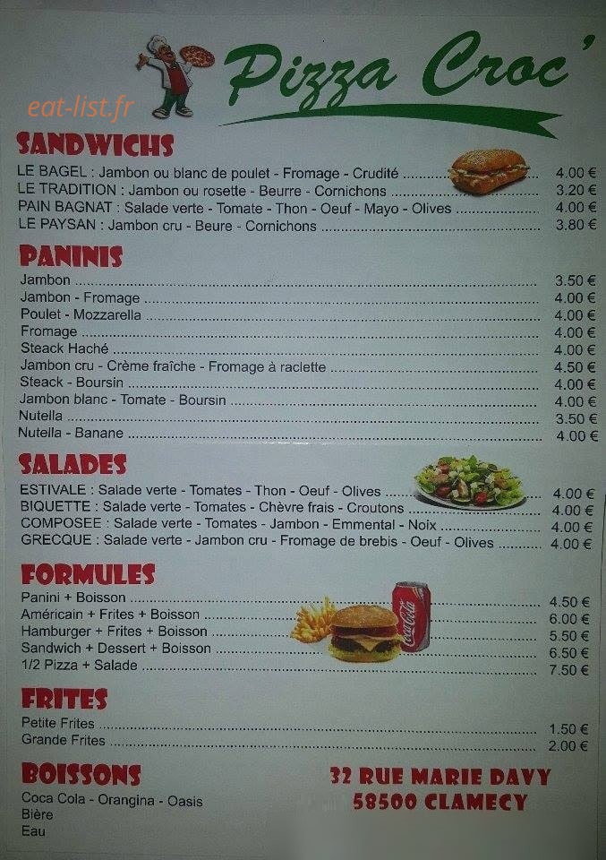 Pizza Croc' — carte page 2