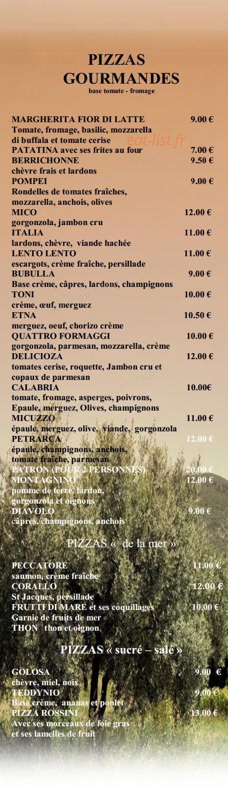 Pizzeria Calabria — carte page 2