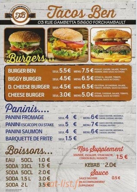 Tacos Ben — carte page 2