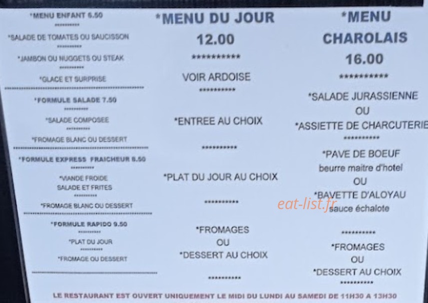 Café de L'Agriculture — carte page 1
