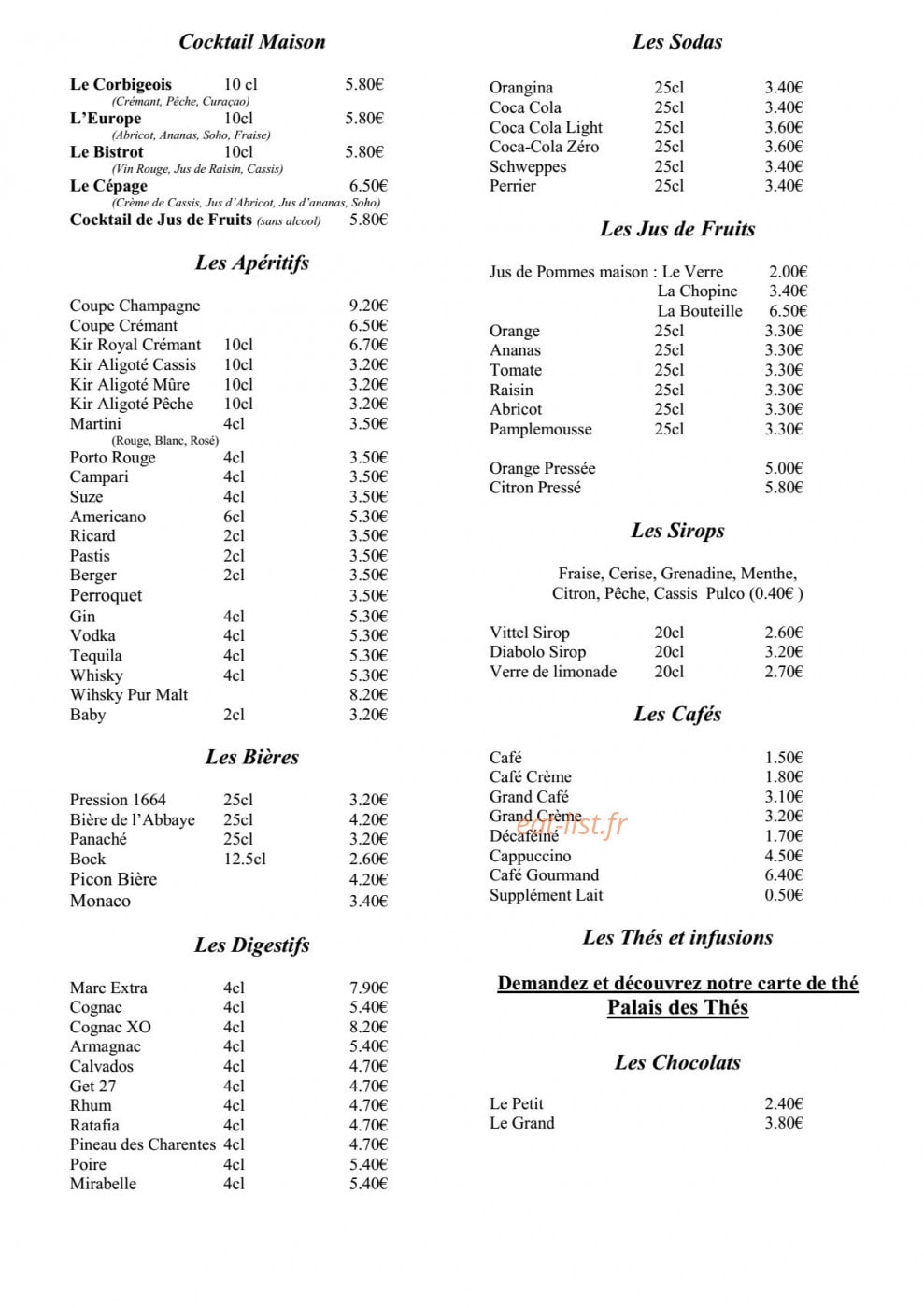 Le Cépage — carte page 6