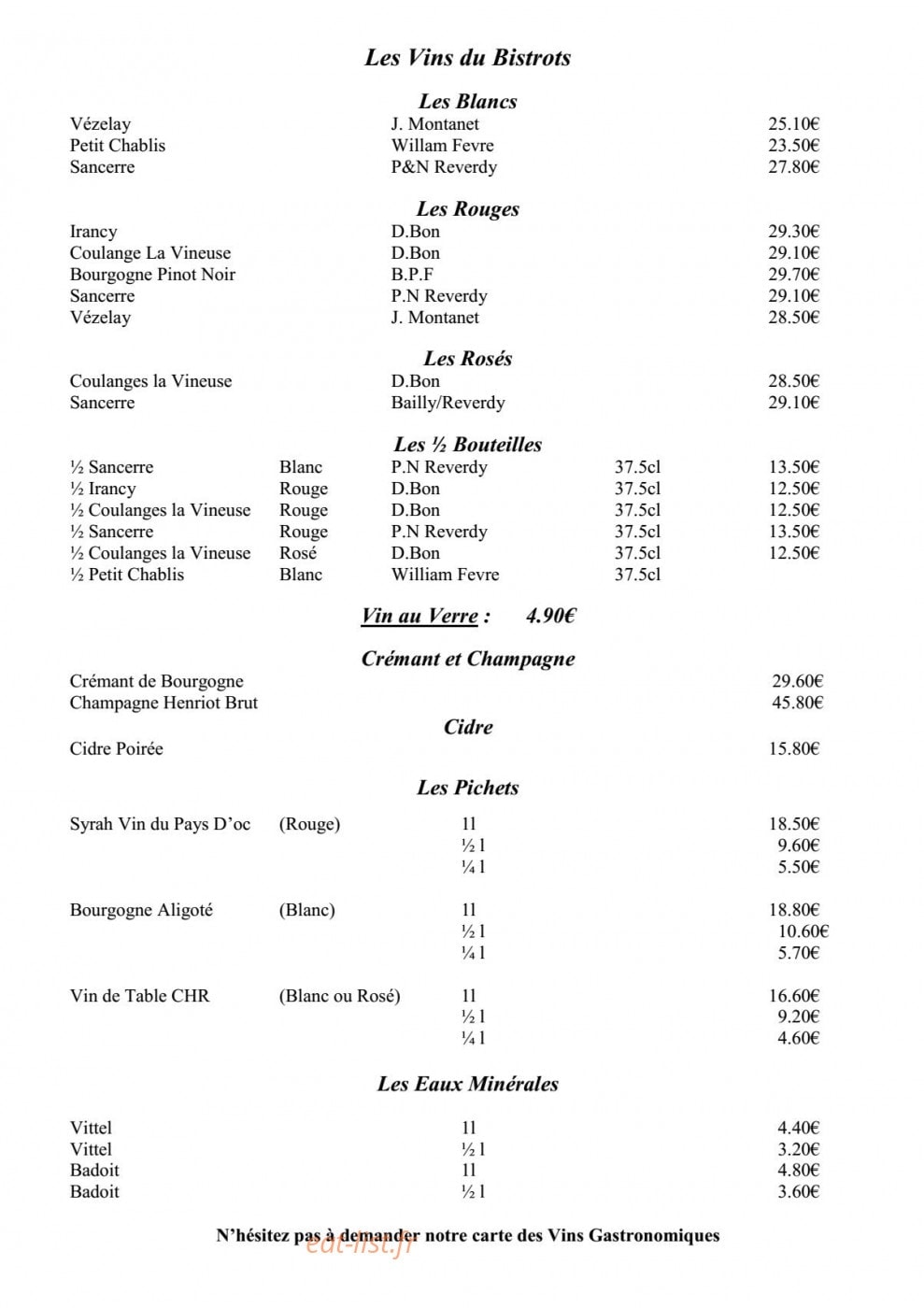 Le Cépage — carte page 7