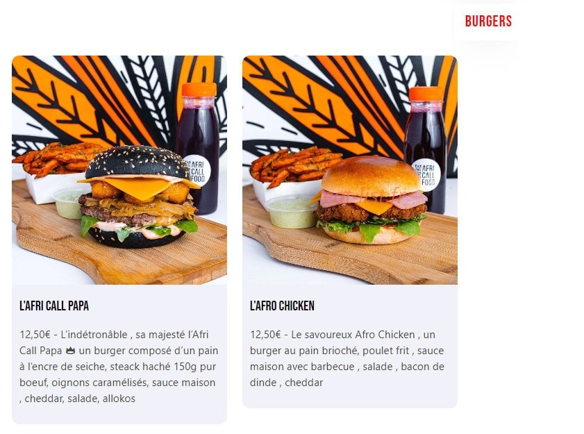 Afri Call Food — carte page 4