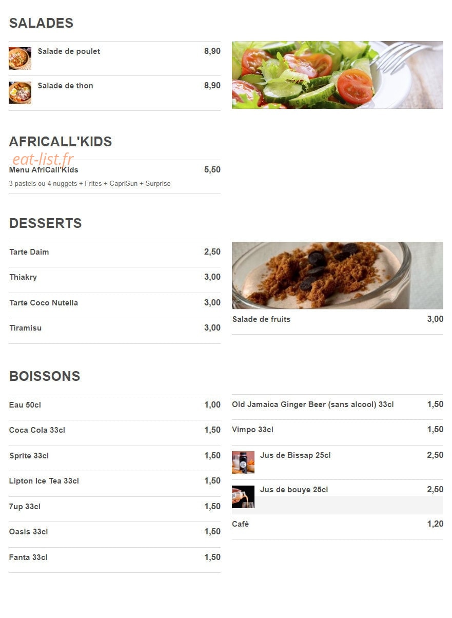 AfriCallFood — carte page 4