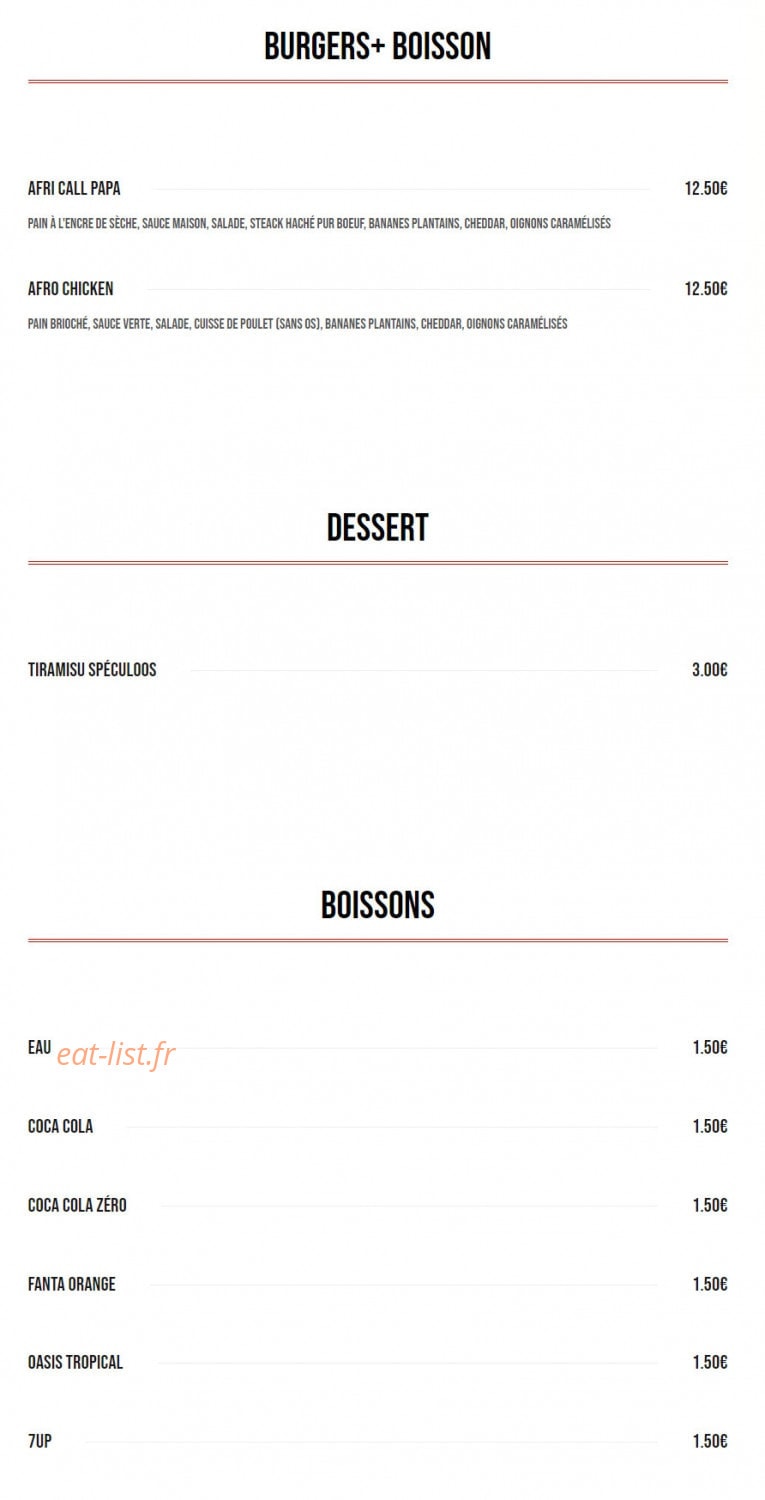 AfriCallFood — carte page 2