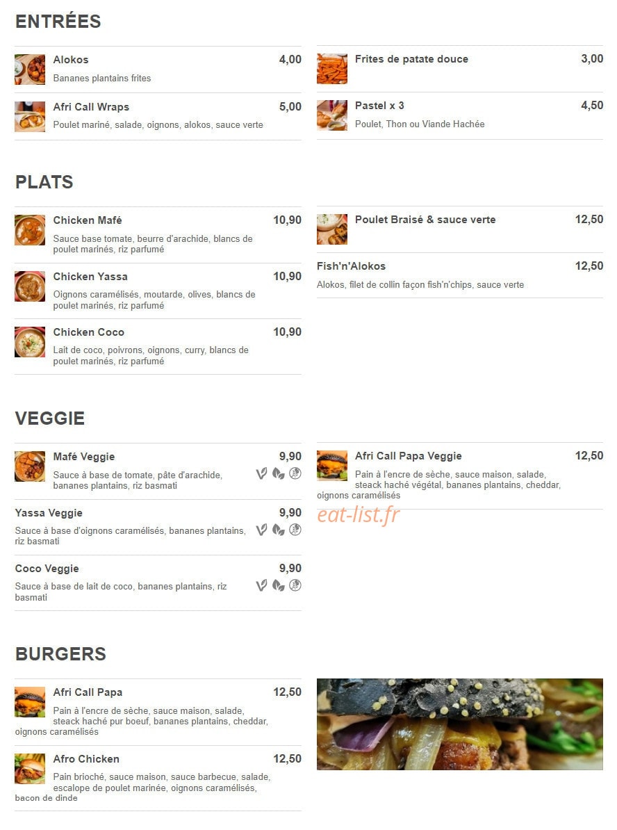 AfriCallFood — carte page 3