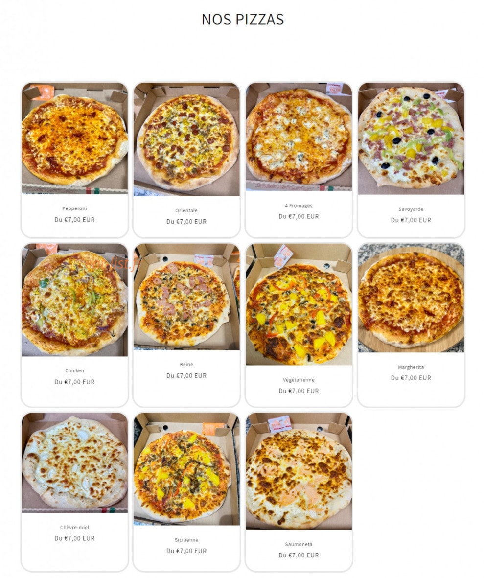 Aliya Pizza — carte page 1