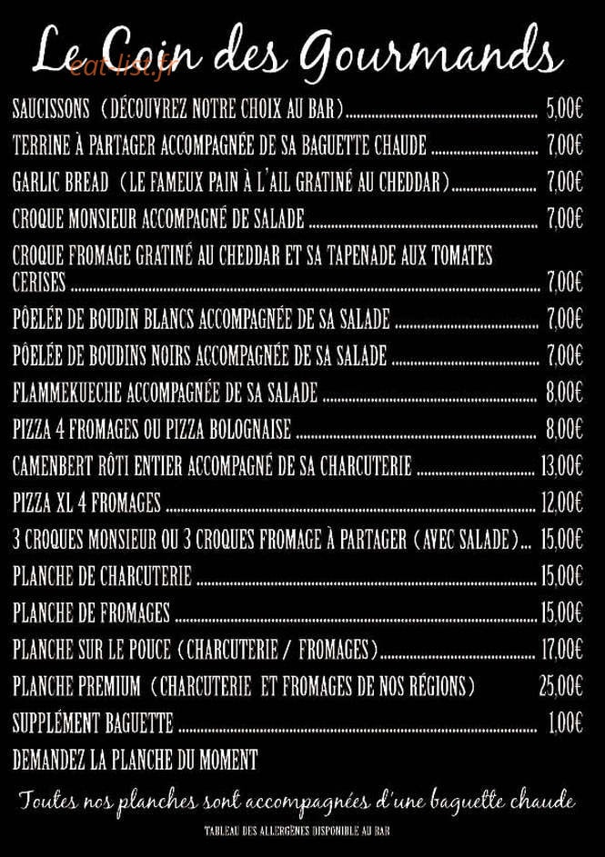 Au Boudin Bar — carte page 1
