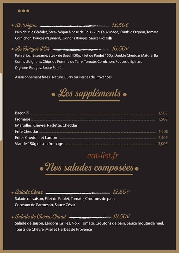 Au Burger d'Or — carte page 2