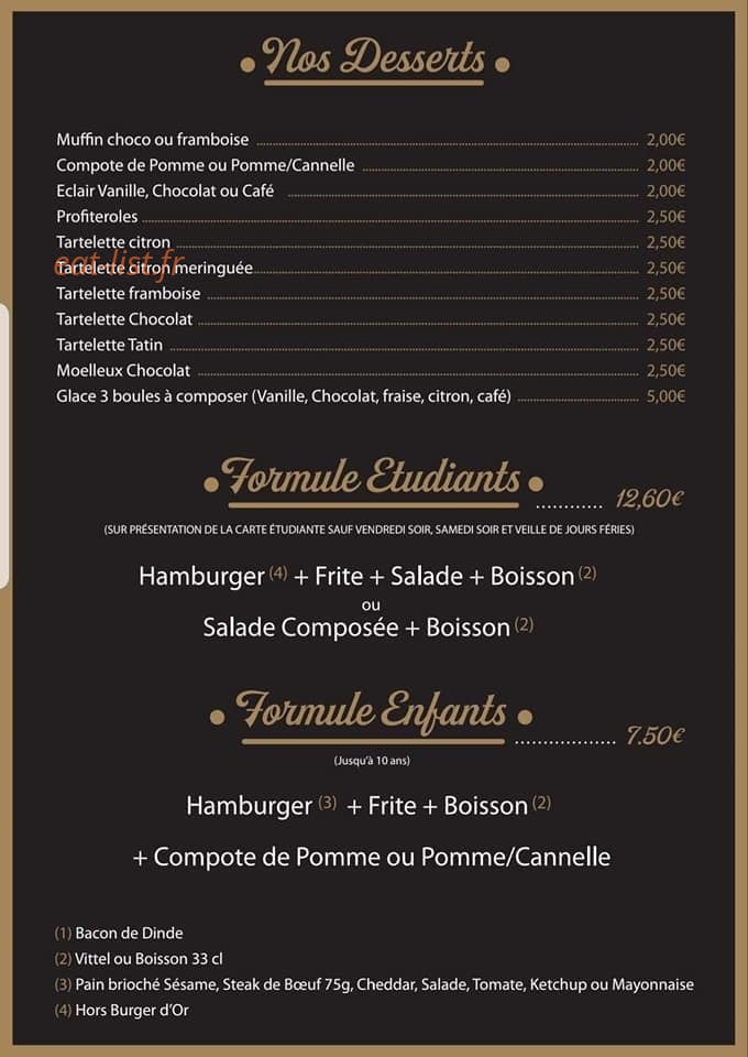 Au Burger d'Or — carte page 3