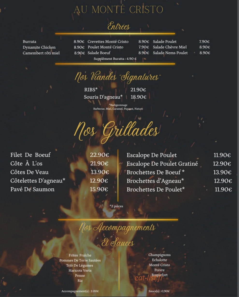 Au Monté Cristo — carte page 1