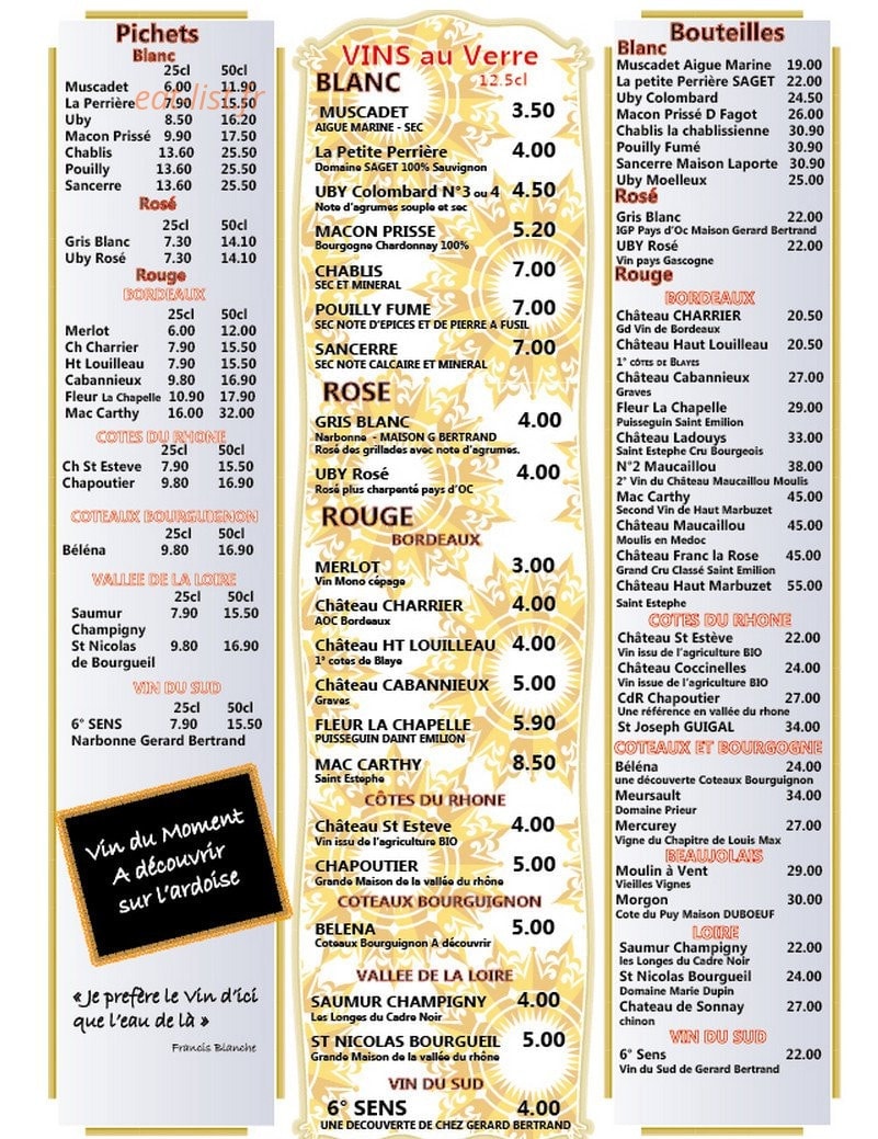 Au Roi Soleil — carte page 4