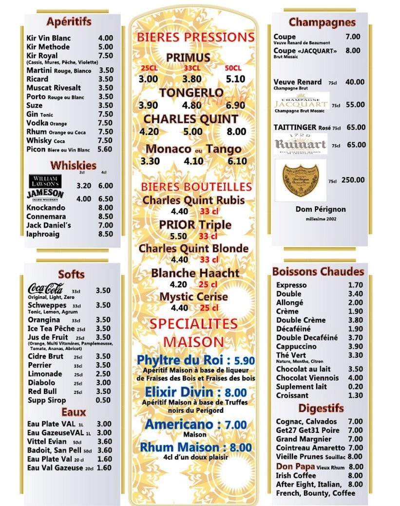 Au Roi Soleil — carte page 3
